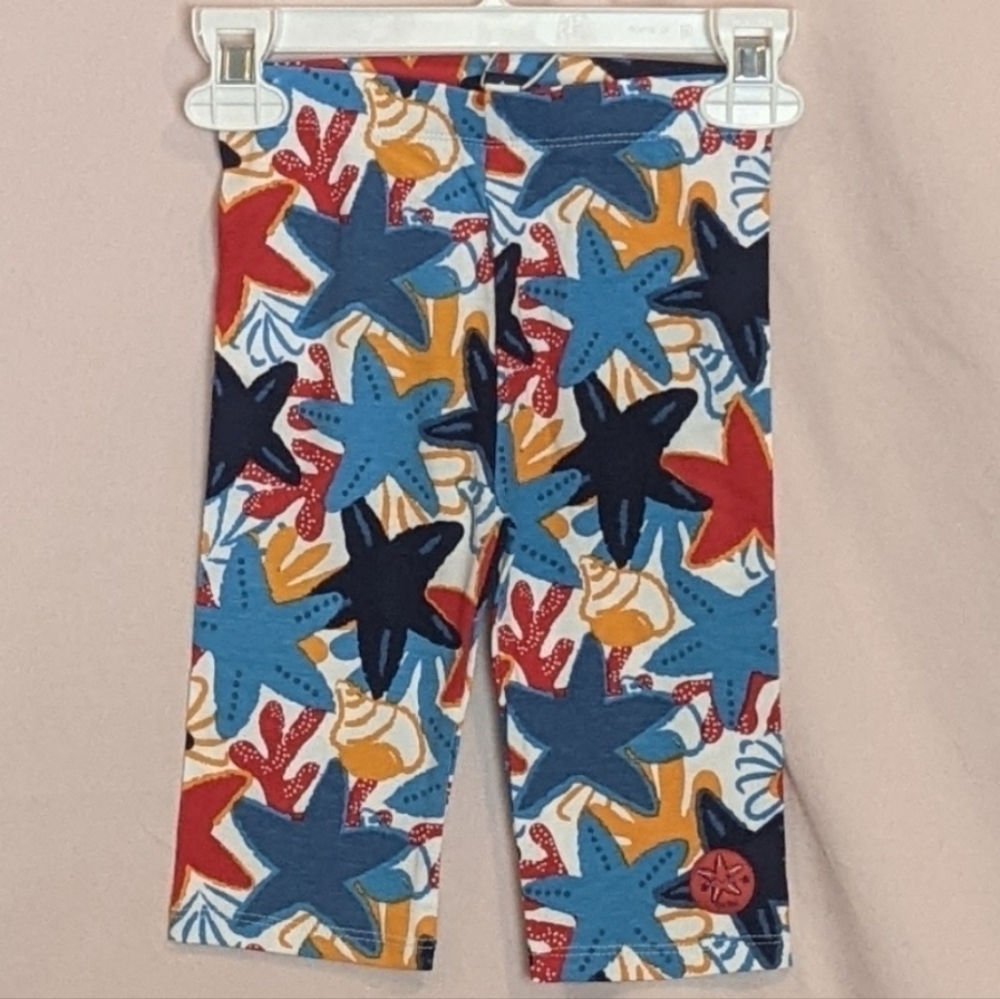 Tuc Tuc Blue and Red Star Print Jersey Capri Leggings size 2